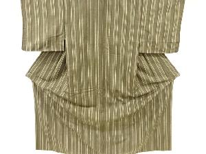 縞織出し手織り紬着物